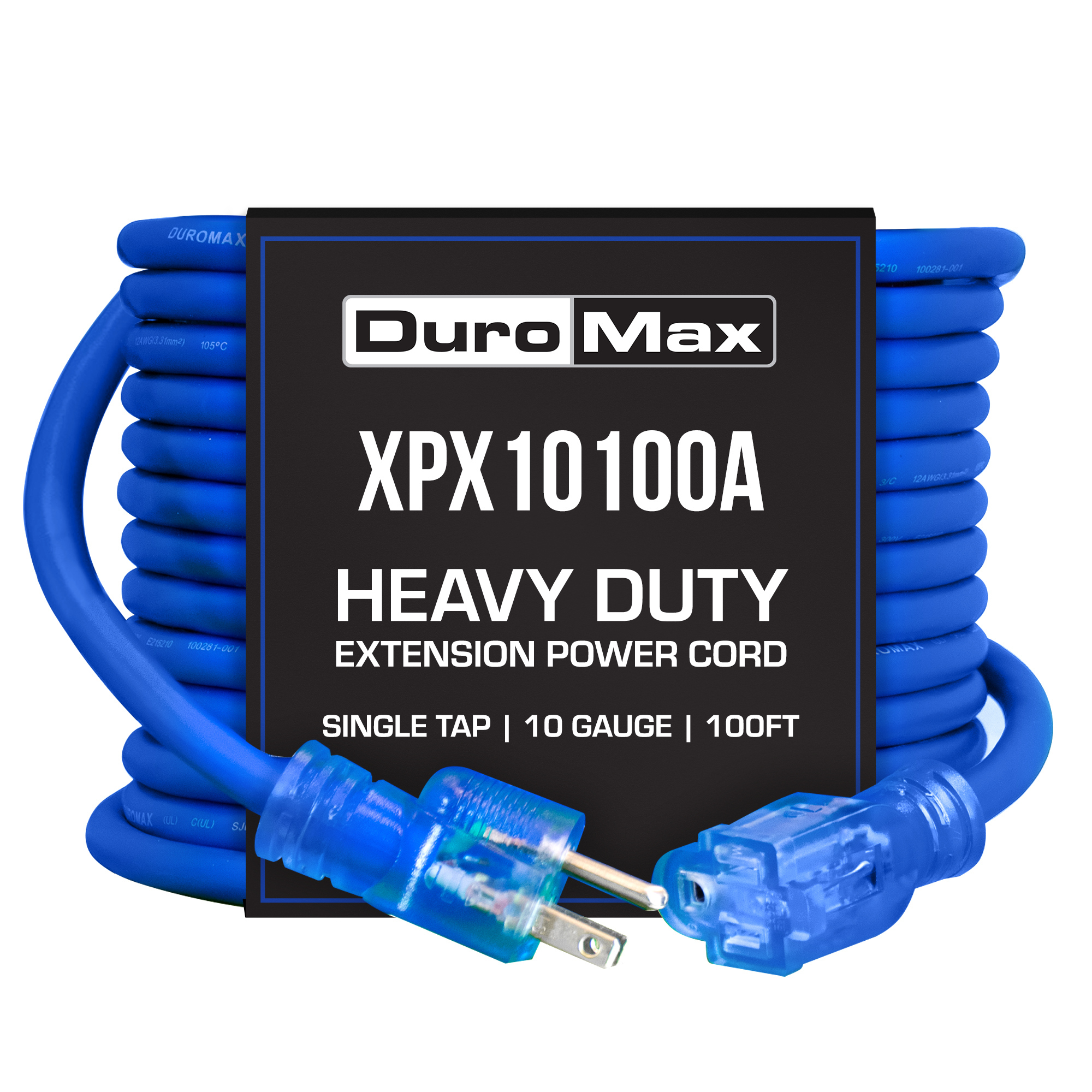 DuroMax, 10 Gauge 100ft. Flexible Single Tap Cord, Cord Length 100 ft, Cable Gauge 10 Amps 15 Model# XPX10100A